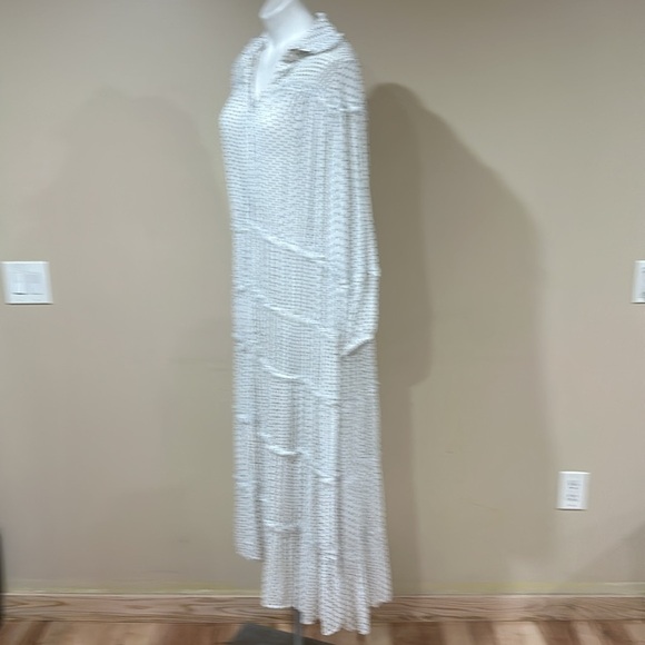 Anthropologie Long-Sleeve Smocked Tiered Maxi Dress Polka Dot Relax - Picture 5 of 6